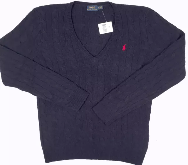 NEW $165 Polo Ralph Lauren Cable Knit Sweater! 6 Colors  V Neck  Wool Cashmere