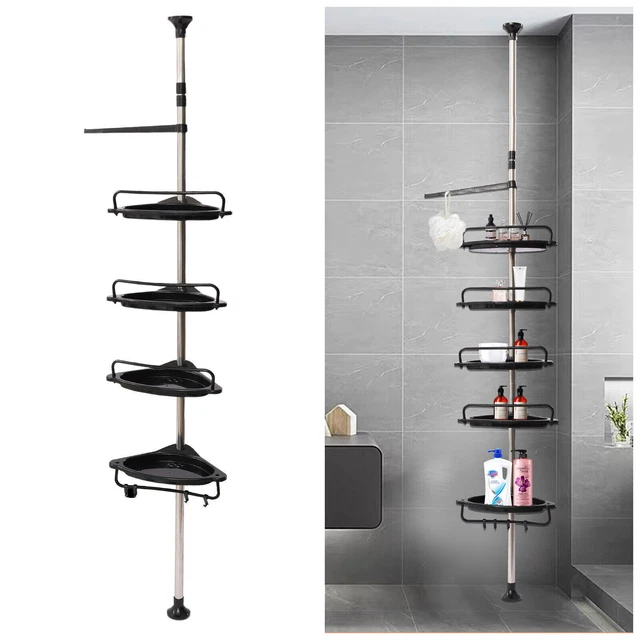 Simplehuman Spann-Duschcaddy - Teleskopregal 1.5-2.4 M, Ohne Bohren, Edelstahl/Aluminium