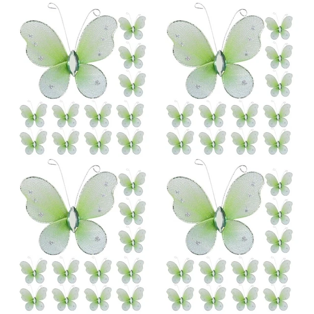 48 uds boda pequeña decorativa mariposas malla mariposas adornos