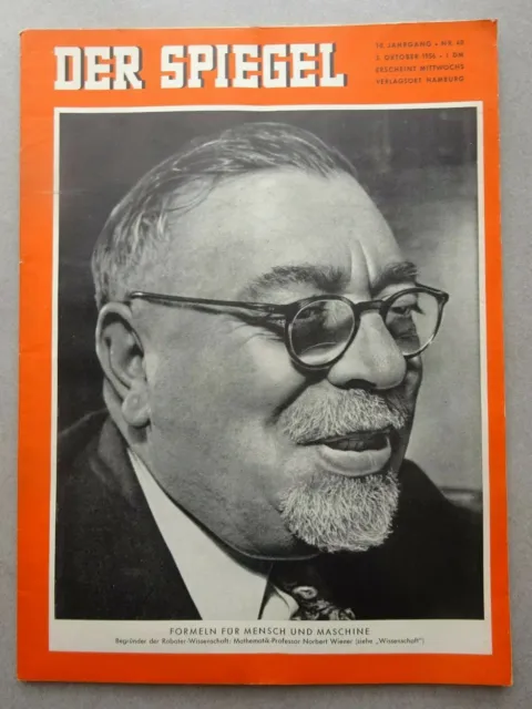 Der Spiegel Nr. 40 - 3. Oktober 1956  Mathematik Professor Norbert Wiener