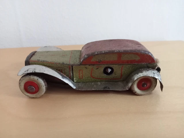 Voiture vintage, jouet, voiture mécanique en fer blanc Schuco, Mercer, modèle no. 1229 en boîte - France