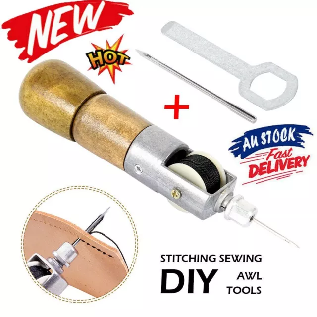 Leathercraft Lock Stitch Sewing Awl Thread Kit Stitch Needles Leather Craft ToCG