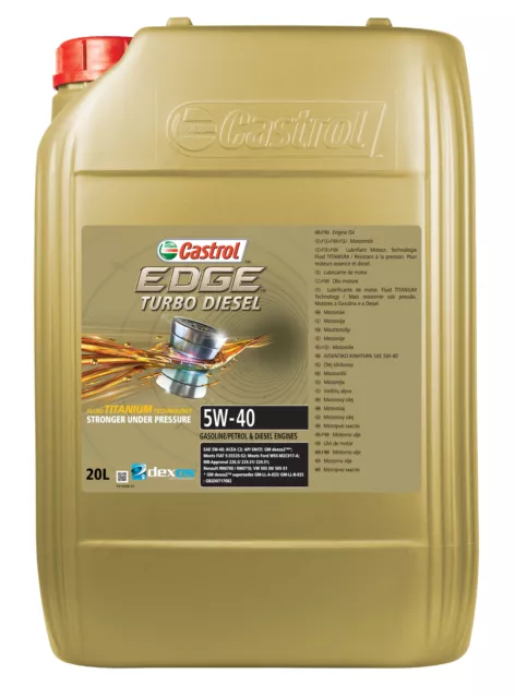 20 Liter Kan Castrol EDGE Turbo Diesel 5W-40 Motoröl MB Renault Ford VW