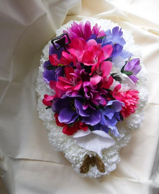 ARTIFICIAL SILK FLOWER Teardrop Funeral Grave Memorial Wreath