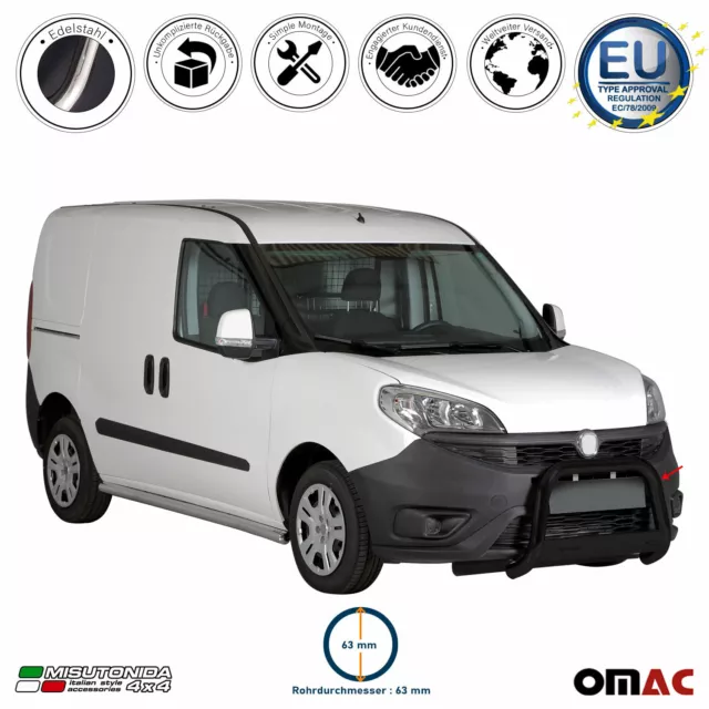 Frontbügel Frontschutzbügel für Fiat Doblo 2015-2022 ø63mm Stahl Schwarz Schutz