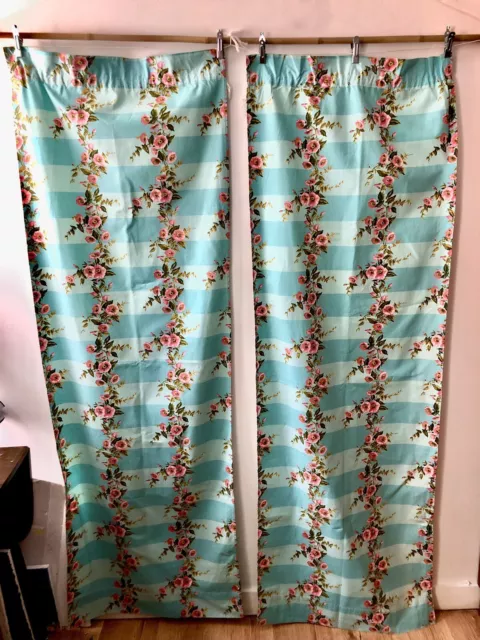 Retro Mid Century Romanex De Bossac Pair of Curtains 1967 60cm wide x178cm long