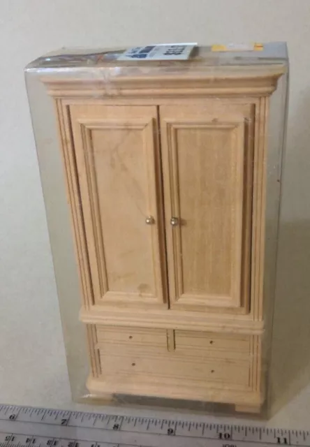 Dollhouse Miniature Large Unfinished Wood Wardrobe Armoire Closet 1:12 Furniture