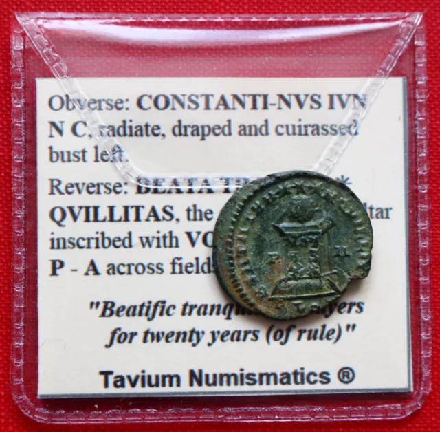 XF Constantine II Follis London Altar 321AD Genuine Roman Coin 3