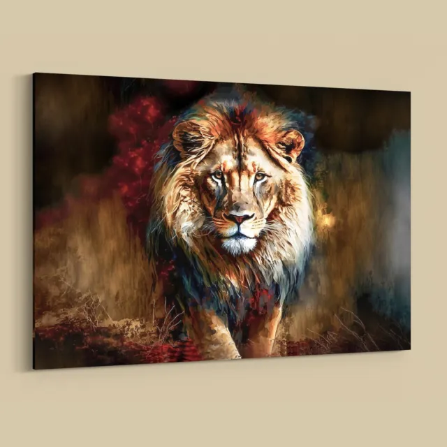 Bild mit Löwe Ölbild Malerei als Poster oder Leinwandbild - Natur Tierbild