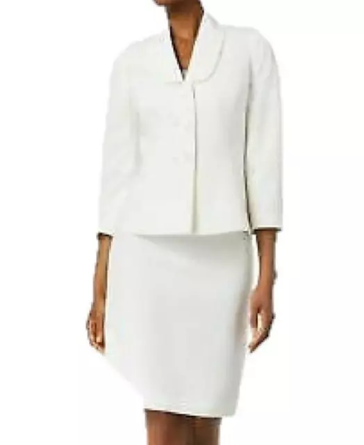 LE SUIT Women's $220 VANILLA ICE WHITE  2PC SKIRTSUIT lined 12 NWT