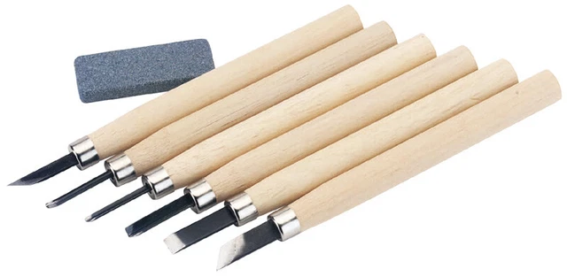 Draper Legno Intaglio Set Con Pietra per Affilare (7 Pezzi) 31777