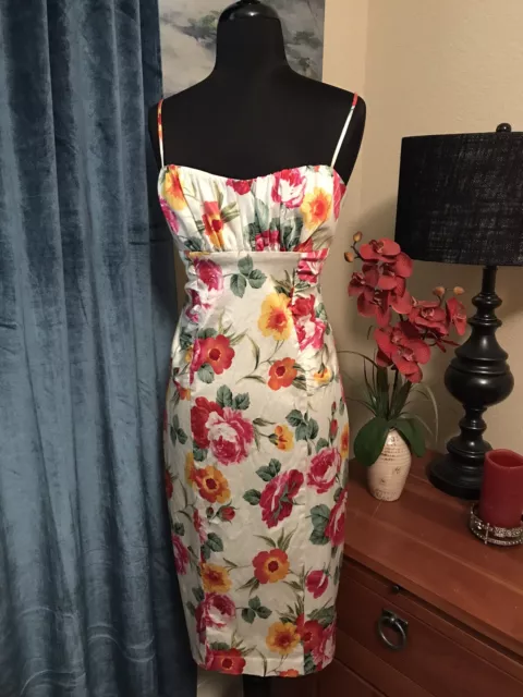 David Meister Floral Fitted Dress Size 6