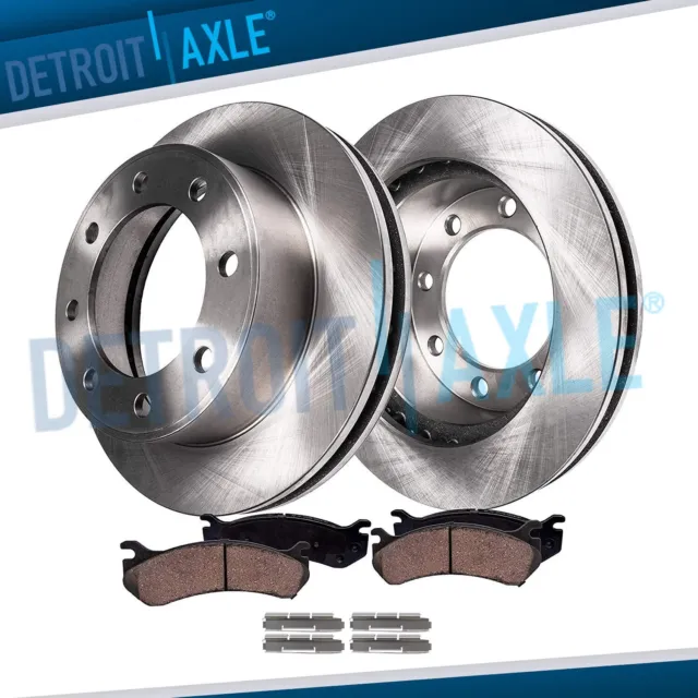 FRONT Disc Brake Rotors + Ceramic Brake Pads Kit for Dodge Ram 2500 3500 8 Lugs