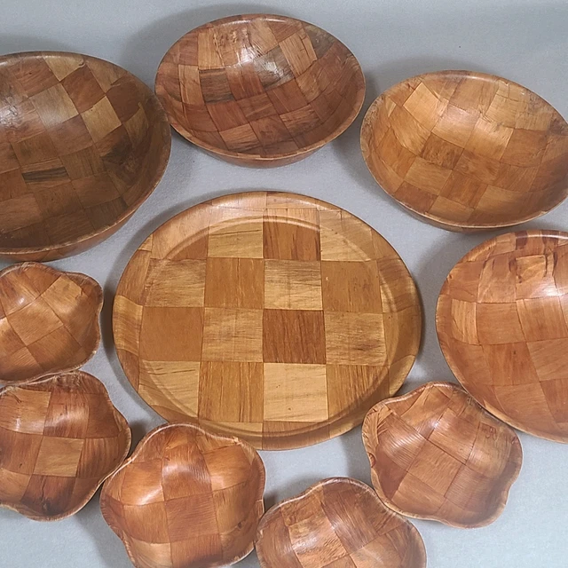 Wood Bowl Winco Woven Wood Salad Bowl, 10 Inch Salad Bowl Set
