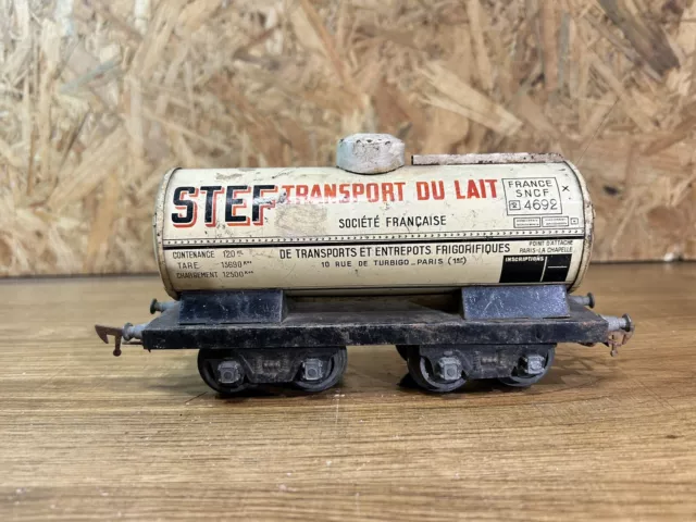 Train JEP France échelle 0 tôle wagon réservoir lait STEF transport de lait 4692