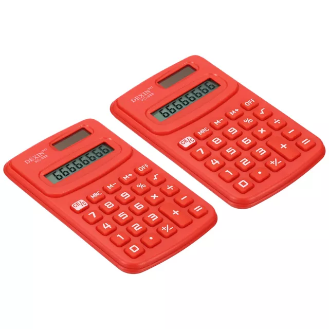 2Pcs Pocket Size Mini Calculator 8 Digit Power Calculator Red