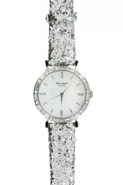 KATE SPADE Womens Metro Glitter Leather Strap 34mm Watch 133650