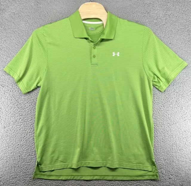 UNDER ARMOUR POLO Shirt Green Striped Golf Performance Men's Size XL ...