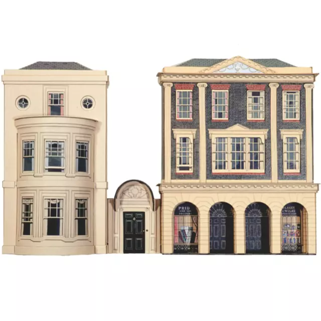 Superquick C4 Regency Period Shops & House (Low Relief) - OO Gauge Card Kit