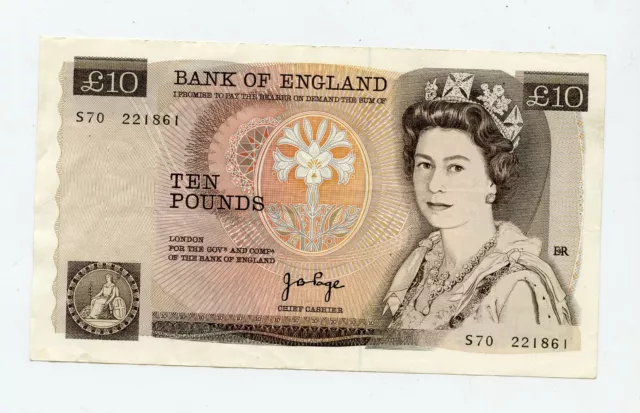 Bank of England £10 banknote J.B.Page  1975  Prefix  S70