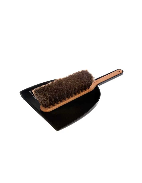 Iris Hantverk Dustpan & Brush Set, Handmade, Made from Natural Horsehair, Black