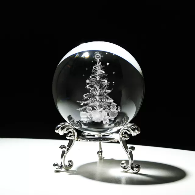 60MM 3D Laser Engraved Crystal Ball Glass Inner Carved Sphere Free Stand Gift