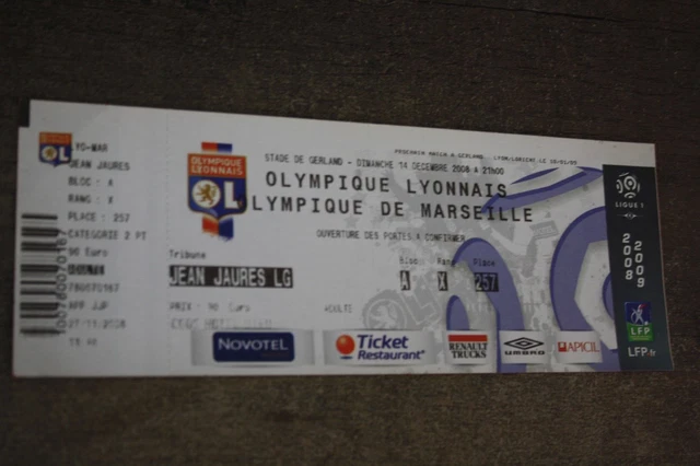 Ticket Entier OM Marseille Vs AS Cannes – Saison 1997/98