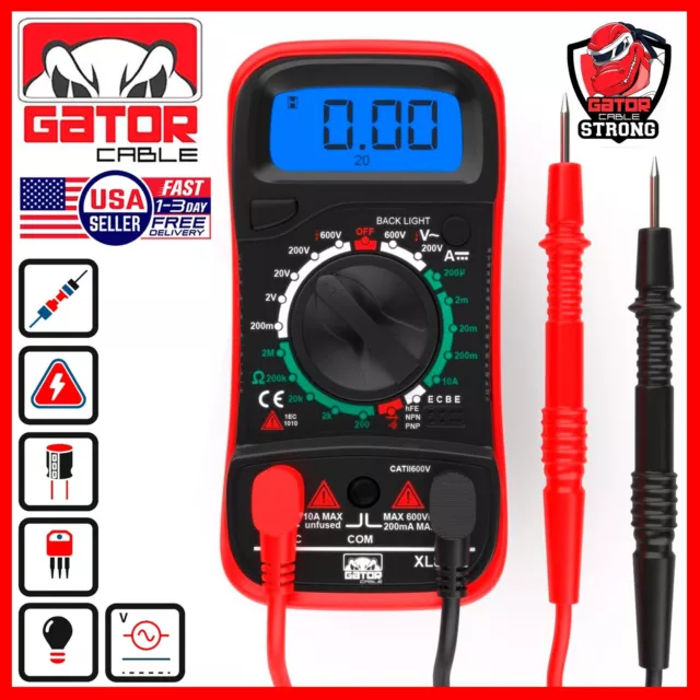 Digital Multimeter AC DC Voltmeter Ammeter Ohmmeter Volt Tester Meter 9V Power