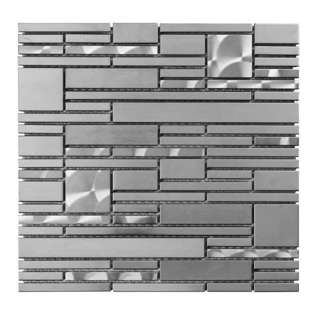 Brushed Nickel Jeweling Pattern Stainless Steel Blends Mosaic Tile Backsplash