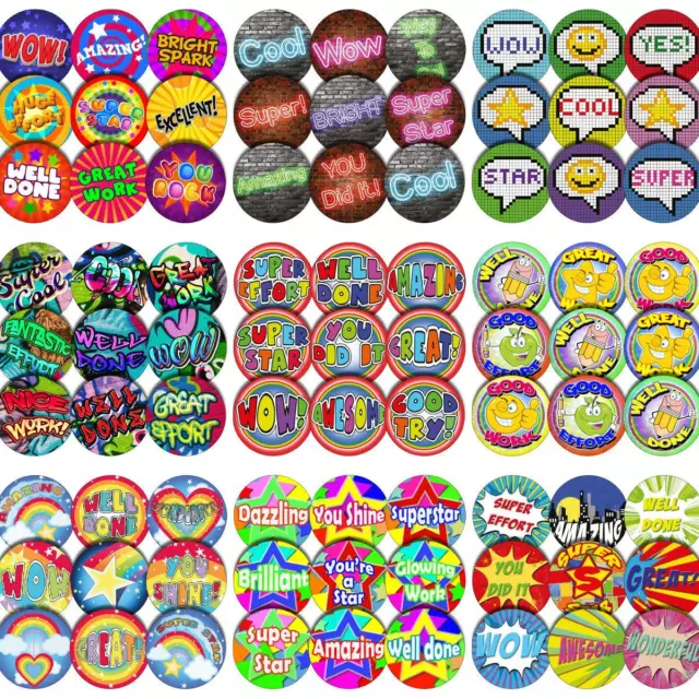 REWARD STICKERS Teachers Parents Kids Childrens Praise Words School Labels 30mm