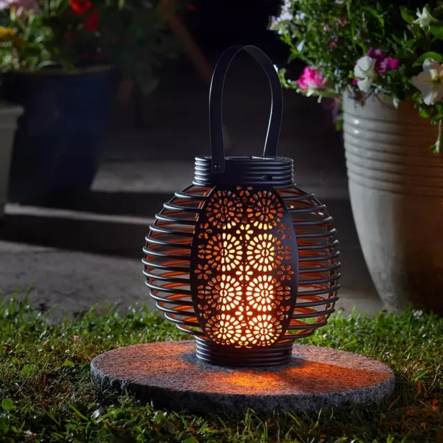 20cm Solaire Ferrara Flamme Effet LED Allumer Suspendu Extérieur Lanterne Garden
