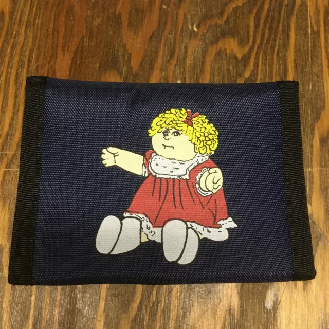 Vintage cabbage doll graphics design hook and latch bi fold nylon wallet