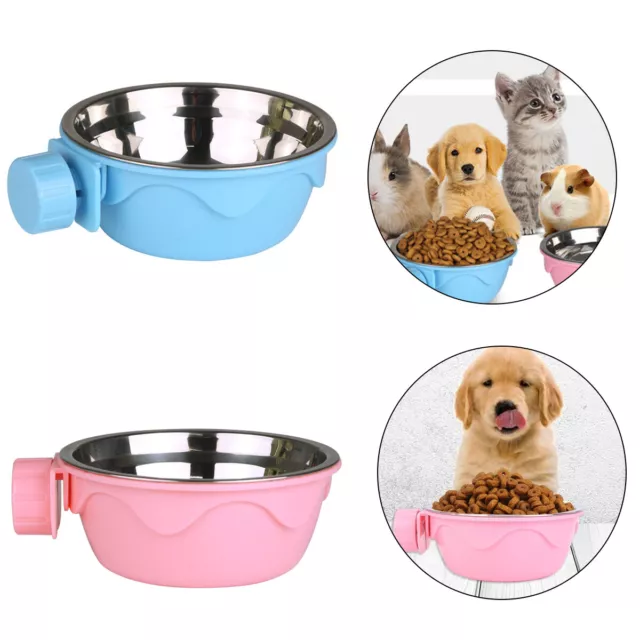 Pet Dog Puppy Stainless Steel Hanging Food Water Bowl Feeder For Crate Cage