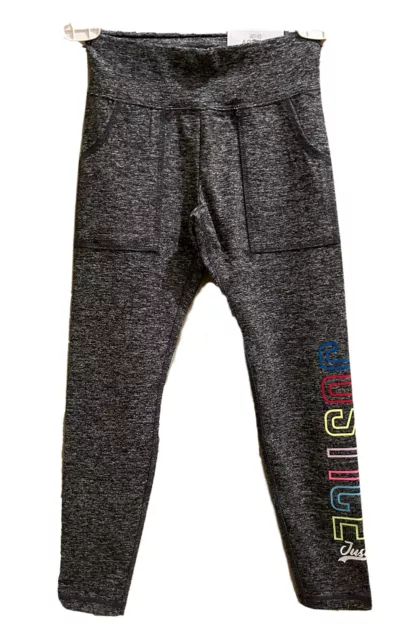Justice Girl's Size 10 Rainbow Logo Leggings in Black New with