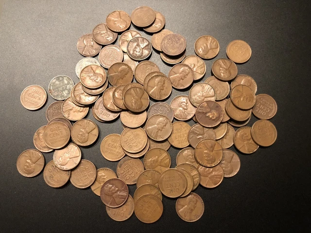 Lincoln Head Cent 1940’s, WHEAT PENNY, 88 Coins, P-D-S, Penny Lot Assorted Dates 2