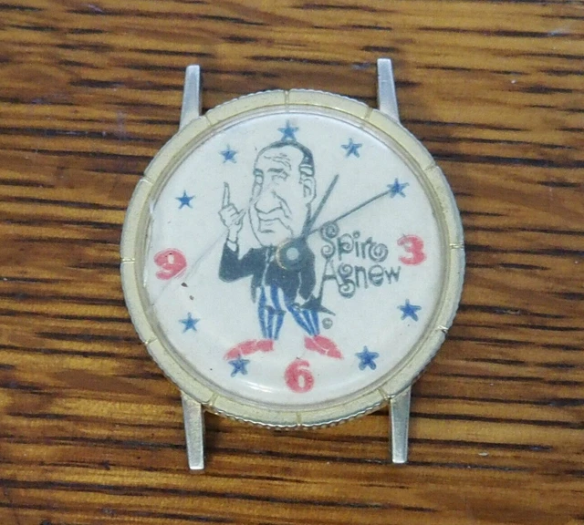 VINTAGE WINDUP POLITICAL Spiro Agnew Character Watch for Repair A13 £
