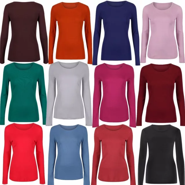 Christmas womens long sleeve ROUND neck top ladies stretch winter warmer