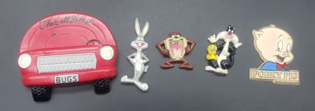 1993 & 1997 Porky Pig / Looney Tunes 4 Piece Magnet. Bugs, TAZ, Sylvester. WB