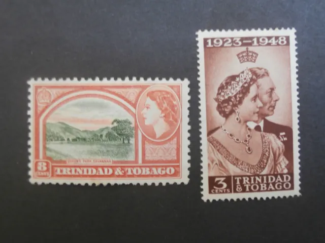 1948/53 2 Trinidad  and Tobago stamps - 3c 25th Anniv. of King George VI wedding