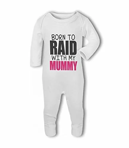 Born to Raid with my Mummy wow funny - Baby Romper Suit by BWW Print Ltd