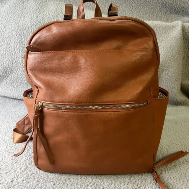 MOMINSIDE Diaper Bag Backpack Vegan Travel Baby Bag Brown