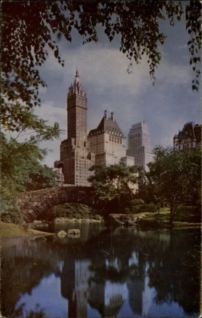 NEW YORK CITY NY Central Park Stone Arch Bridge 1950s ~ postcard sku351 ...