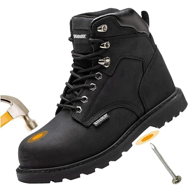 MEN’S STEEL TOE Work Boots Goodyear NonSlip Safety Shoes Construction