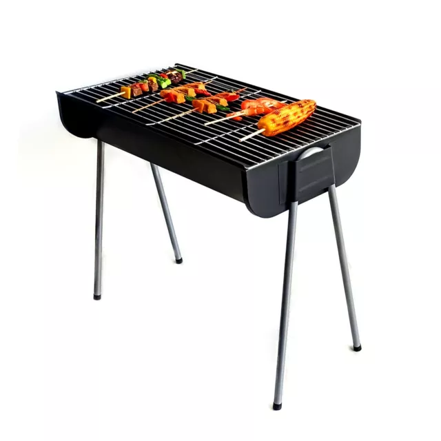 Portable Half Drum Barrel BBQ Charcoal Grill Barbecue Camping Picnic 60x30cm