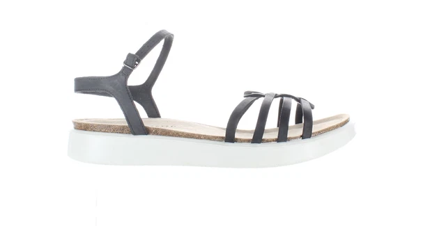 ECCO Womens Corksphere Black Nubuck Ankle Strap Sandals EUR 41