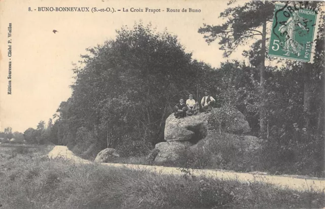 Cpa 91 Buno Bonnevaux La Croix Frapot Route De Buno