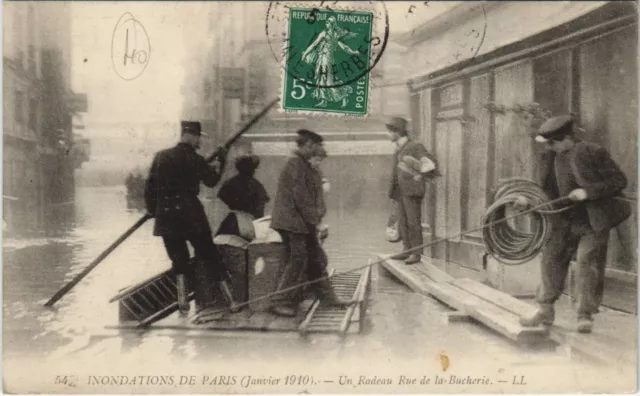 CPA AK Floodation 1900 PARIS Rue de la Buccherie Un Raft FRANCE (990833)
