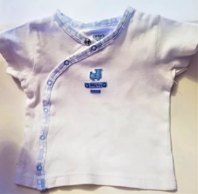 NEW CARTERS Baby BOY SHORT SLEEVE ONE-PIECE TOP 100% WHITE COTTON SIZE 6 MONTTTH