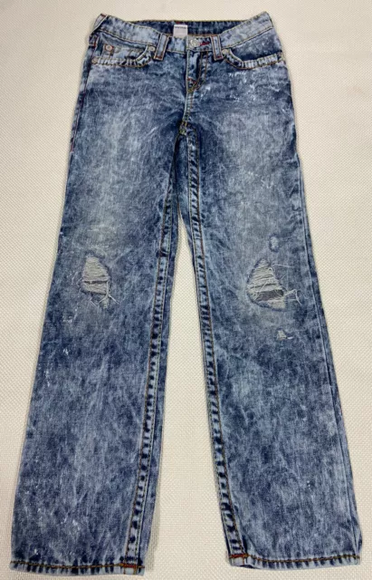 True Religion Jeans 10 Acid Wash Blue Flap Pocket Straight Leg Unisex
