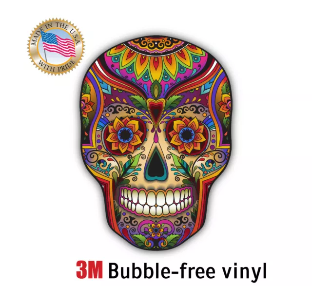 Sugar Skull Day Of The Dead Decal Sticker 3M Usa Made Truck Vehicle Window Car